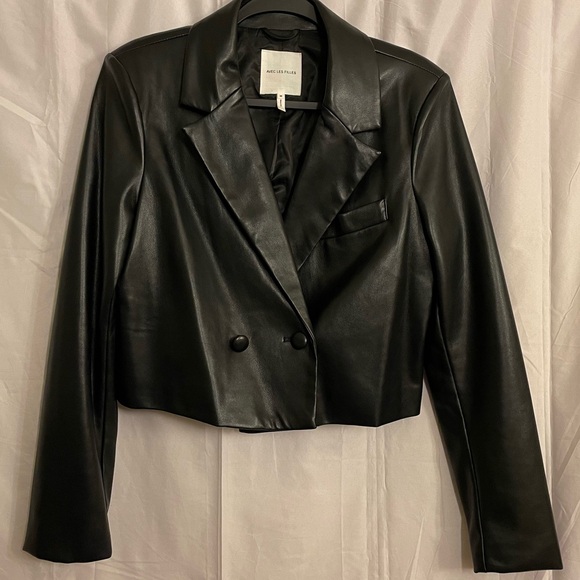 Avec Les Filles faux leather double breasted crop jacket size medium - Picture 4 of 9